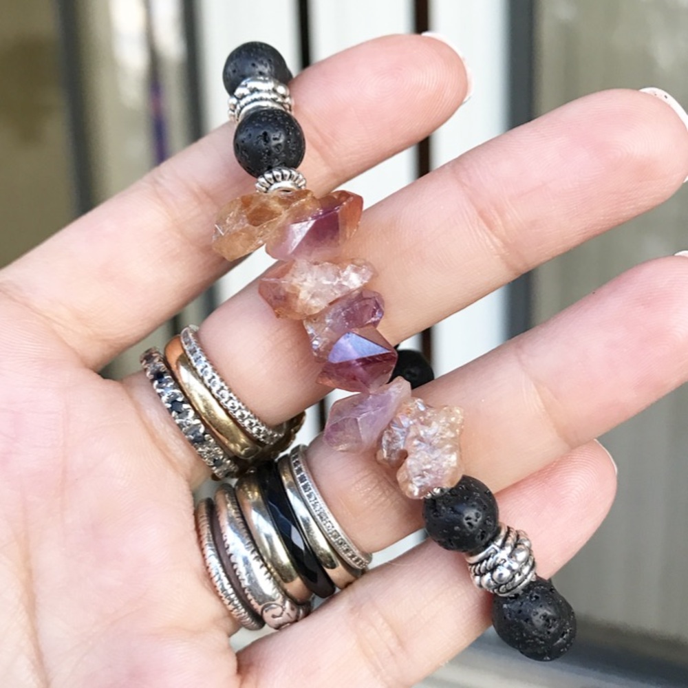 Genuine amethyst peach reflects crystal bracelet - Picture 4 of 8